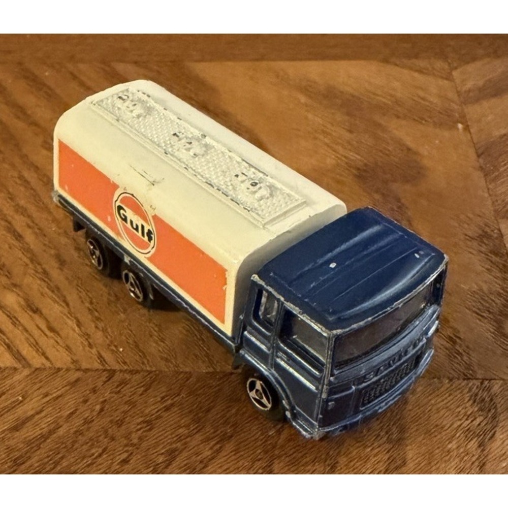 Vintage Majorette GULF Saviem Fuel Gasoline Tanker Truck Avia Blue/White #245